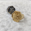 Wholesale Vintage Archangel Saint Michael Men's Ring 18K Gold Plated Titanium Steel Religious Jewelry for Men