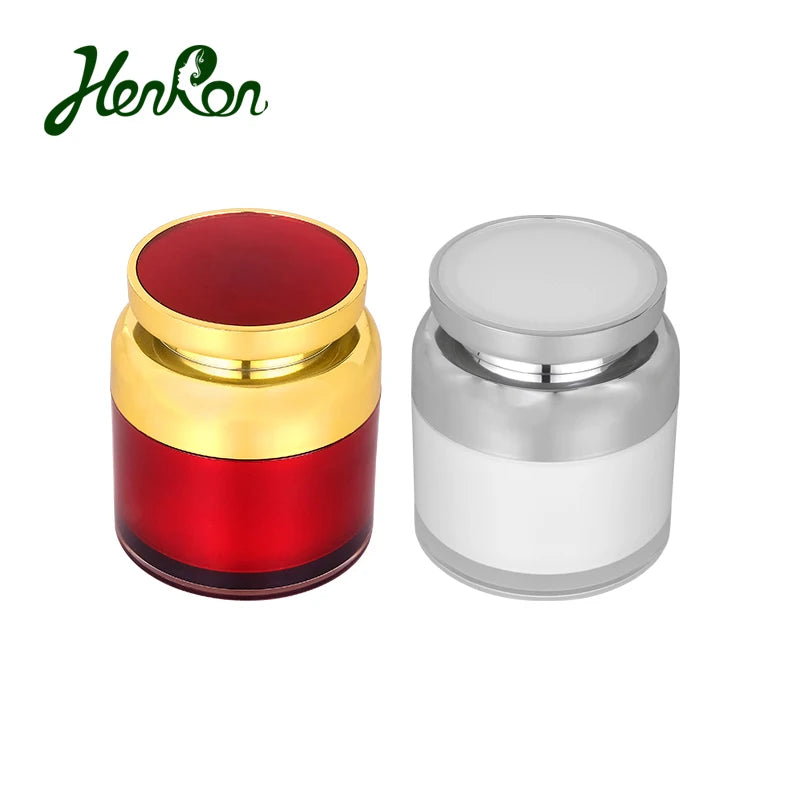 30g 50g Ready Ship Gold Luxury Cosmetic Eye Cream & Lotion Empty Acrylic Jars Customizable Color Plastic Packaging Container