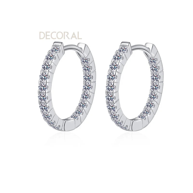 Real D Color Moissanite Hoop Earrings Pass Diamond Test 0.9CT 925 Sterling Silver Luxury Vvs Moissanite Earrings for Women