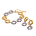 European and American Trendy 18k Gold Stainless Steel Gold and Silver Color Blocked Two Circle Pendant Earrings Jewelry MegaBDM