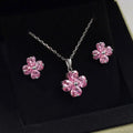 Daidan Fine Jewelry Bling Luxury Silver 925 Pink White Green Clover Cubic Zirconia 925 Clover Jewelry Sets