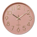 Cute 12inch 30CM Pink Quartz Clock Single Face Coastal Design with Needle Display Plastic Material for Study Placement