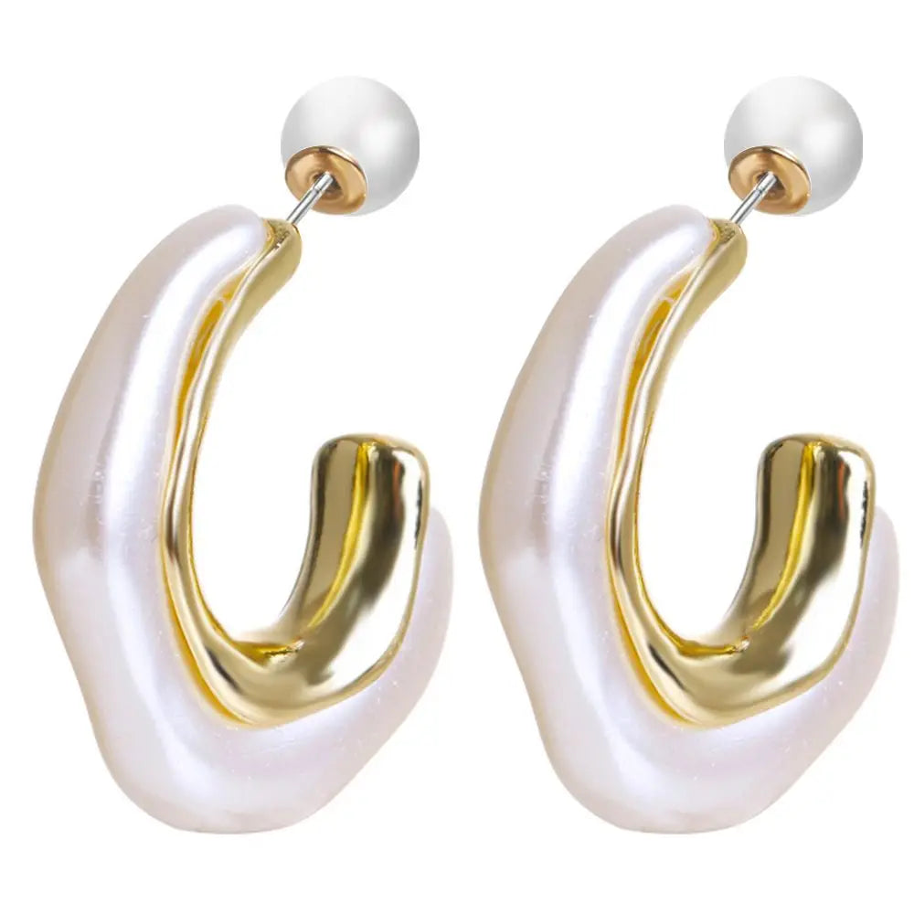 2023 New Trendy Delicate Fashion Jewelry Earrings Aretes De Moda Irregular U Shape Pearl Color Acrylic Earrings