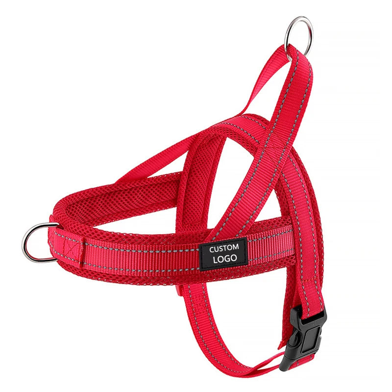 Comfortable Nylon Pet Harness Neoprene Mesh Easy-to-Wear Quick Release Solid Pattern Alloy Adjustable Dog Harness Ribbons