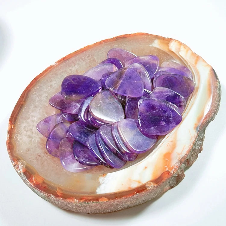Crystal Crafts 2025 Personalized Custom Amethyst Guitar Picks Design Slice Plectrum