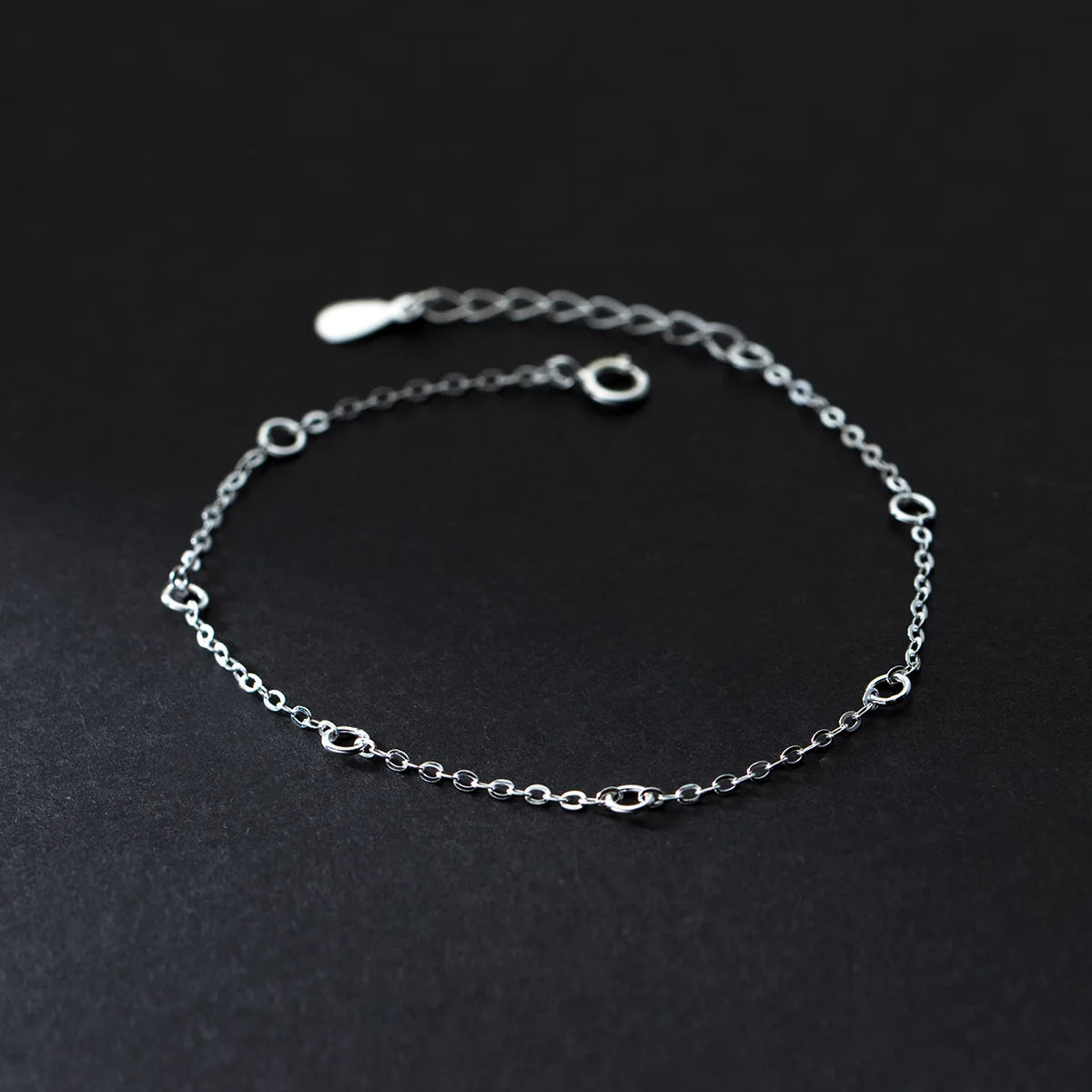19.5cm Soild 925 Sterling Silver Cable Chain Bracelet with Extender Chain for Women