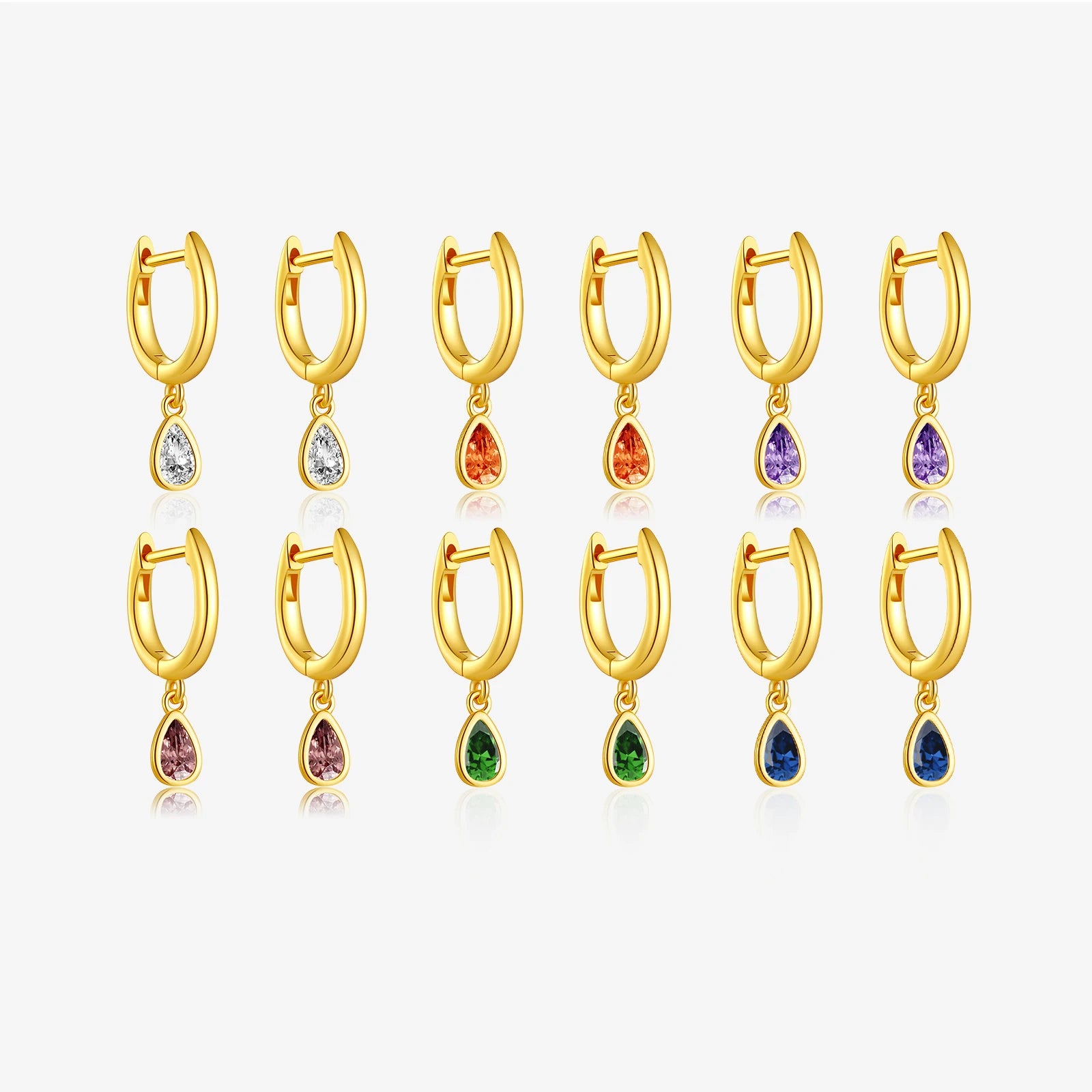 FUAMAY 2026 Fine Jewelry Green Blue Orange Pink Opal Stone Birthstone Teardrop Bezel Pear Drop Bohemian Geometric 925 Earring