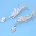 HIBRIDE Feather Fashion Popular Luxury Irregular Geometry Earring Full Cubic Zirconia Pave Earring Brincos Para As Mulhere E-439