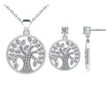 Hot Selling 925 Sterling Silver Tree Life Pendant Necklace Earring Fashion Jewelry Set for Women
