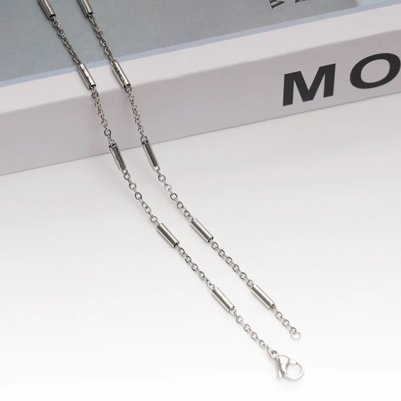 Diy Jewelry Necklace Chain with Tube O Chain Hammer Cross Welded Guarantee Titanium Steel Stainless Steel Silver 18 Inch Chains