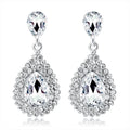 Crystal Stone Water Drop Design Drop Earrings Silver Plated Statement Earrings Fashionable European and American Earrings