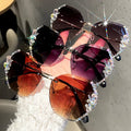 Brand Design Vintage Rimless Rhinestone Sunglasses Women Men 2022 Fashion Retro Cutting Lens Gradient Sun Glasses Female UV400