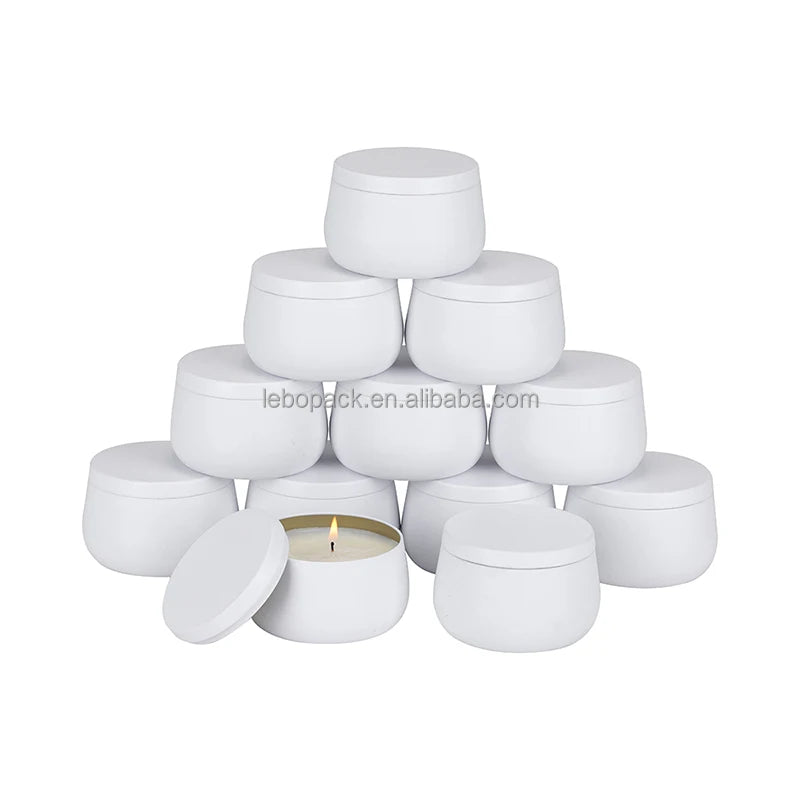 Wholesale Custom Round White Tinplate Candle Jar Matte Empty Candle Gift Packaging Boxes for Craft