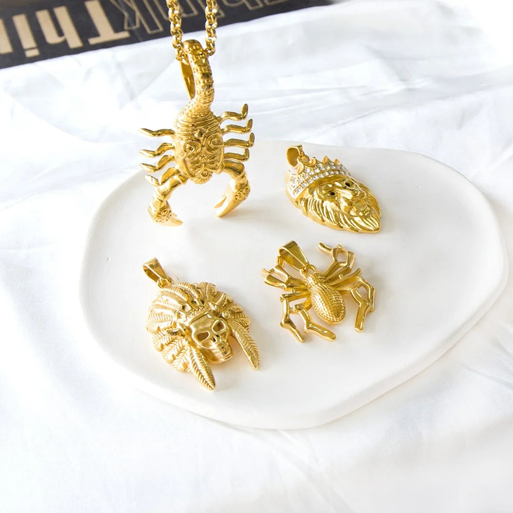 18k Gold Plated Trend Punk Acero Inoxidable Pendant PVD Waterproof Necklace Custom Fashion Jewelry Stainless Steel Necklace