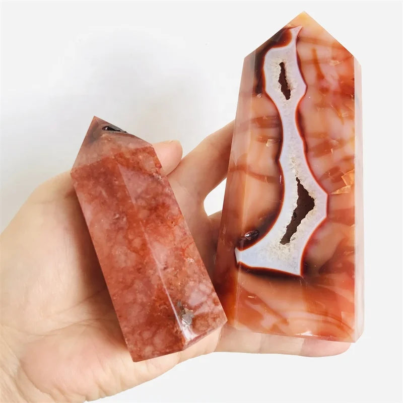 Healing Natural Decoration Wholesale Crystal Tower Wand Red Carnelian Point for Gift