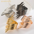 New Fashion Heavy Metal Feather Texture Bracelet Women Party Banquet Personal Wrist Accessories Jewelry Bracelet