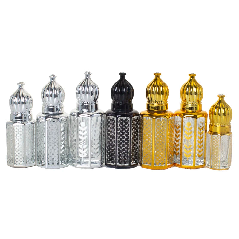 Hot Sale Empty 3ml 6ml 10ml 12ml Arabic Style Fragrance Essential Oil Bottle Luxurious Glass Perfume Bottle with Dropper Stick
