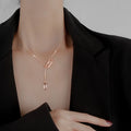 Zircon Paperclip Pendant Necklace GT Collier En Argent Trendy Crystal Charm Clavicle Chain Paper Clips Necklaces for Women
