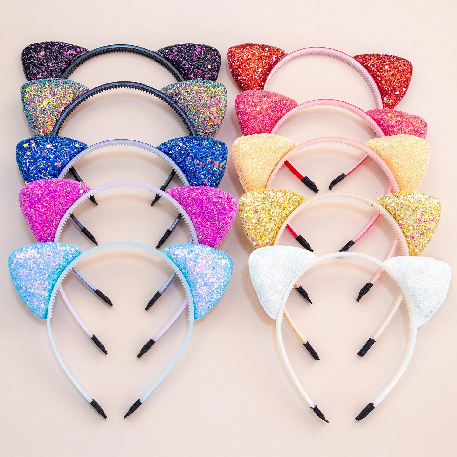 Glitter Cat Ears Headband for Girls Cute Ear Hair Accessory for Daily Wear and Party Decor Feminine Hairband