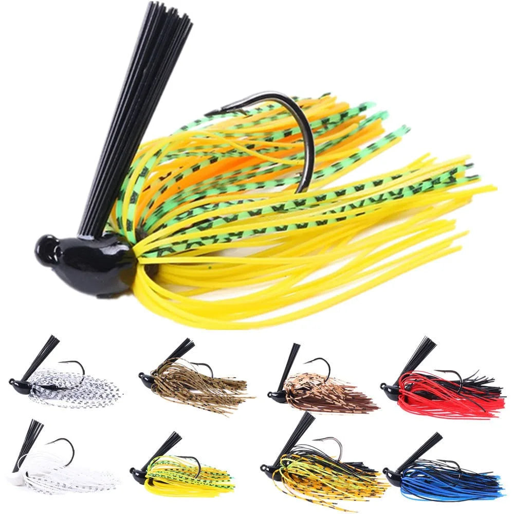 Wholesale SB050 10g Jig Lead Head Spinner Baits Spoon Fishing Lures with Rubber Skirts