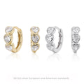 Heart White Diamond Trendy 925 Sterling Silver 18k Gold Jewelry Tiny Hoops Earrings Women