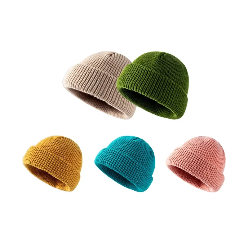 Custom logo Plain Knitted Winter Hat Womens Mens Cuff Beanie Wholesale Winter Warm Fisherman Beanie Men
