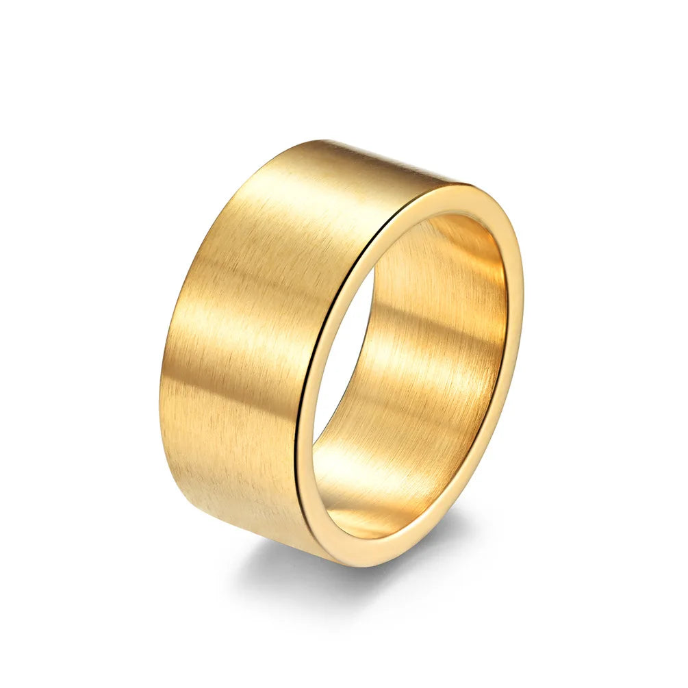 Engraved 10MM Wide Simple Brushed Matte Series Men's Ring Vintage Grey Street Hip Hop Ring