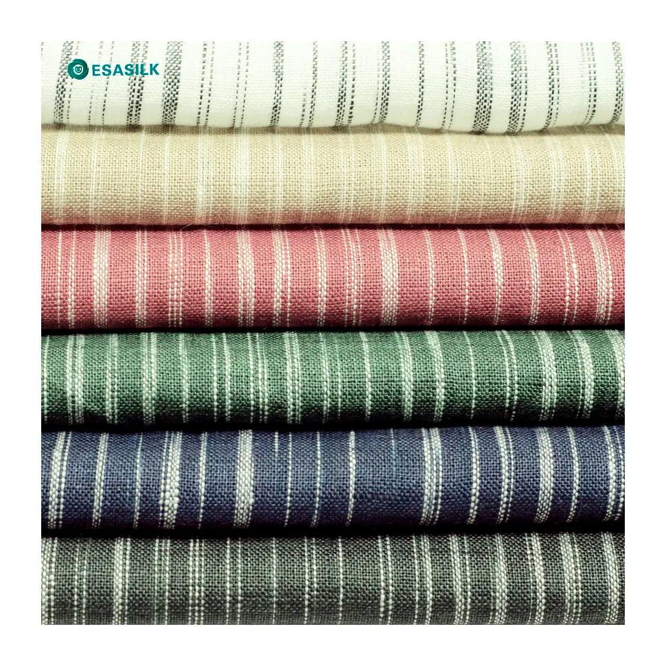 Wholesale 100% Linen Fabric French Flax Yarn Dyed for Shirts Dresses Cars Curtains Bags Beddings Cushions