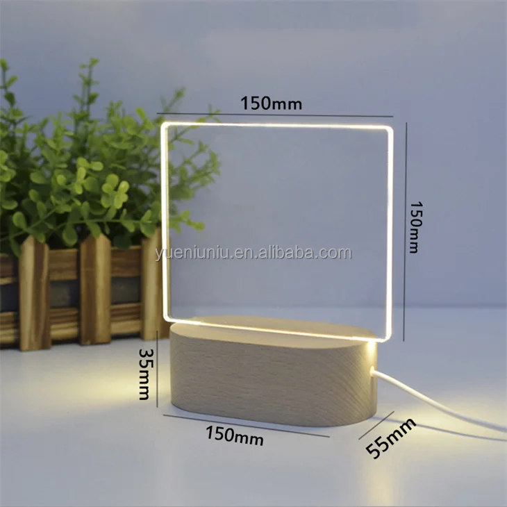 Luminous USB LED Light Holder Modern Christmas Wood Night Light Polished Acrylic Multi-color High Strength Customizable Crafts
