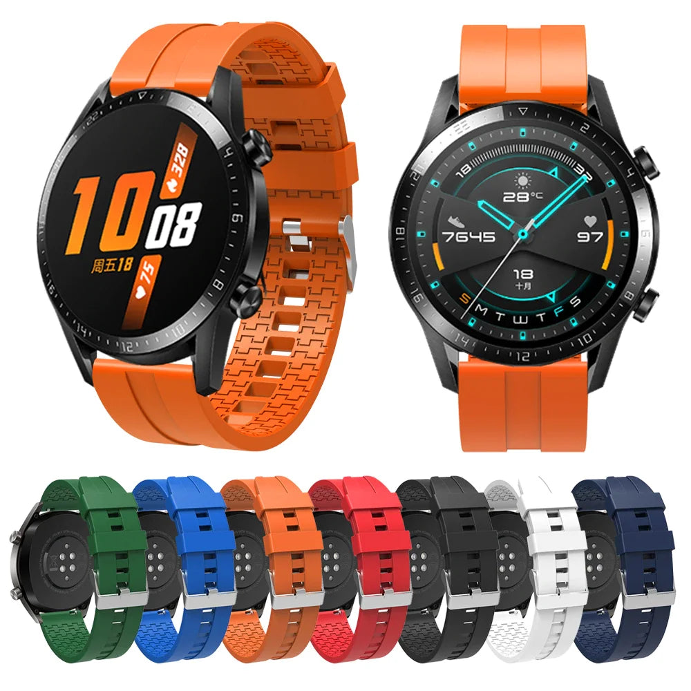 Correa Luxury Silicon Replacement Belt Silicoin Smartwatch Band Silicone 20Mm 22Mm Rubber Smart Watch Strap for Samsung Huawei