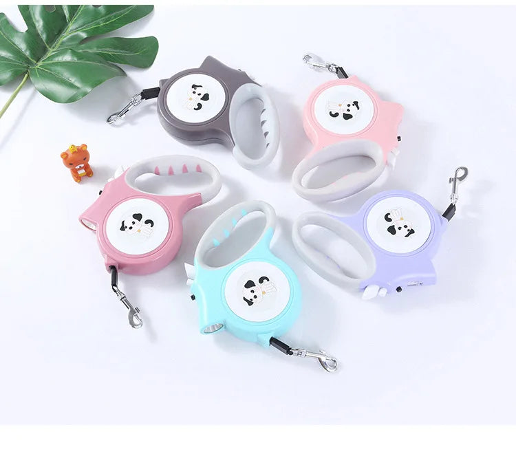 Top Seller 5m LED Flashlight Nylon Rope Dog Walking Retractable Dog Leash Lead Automatic Extending Dog Leash