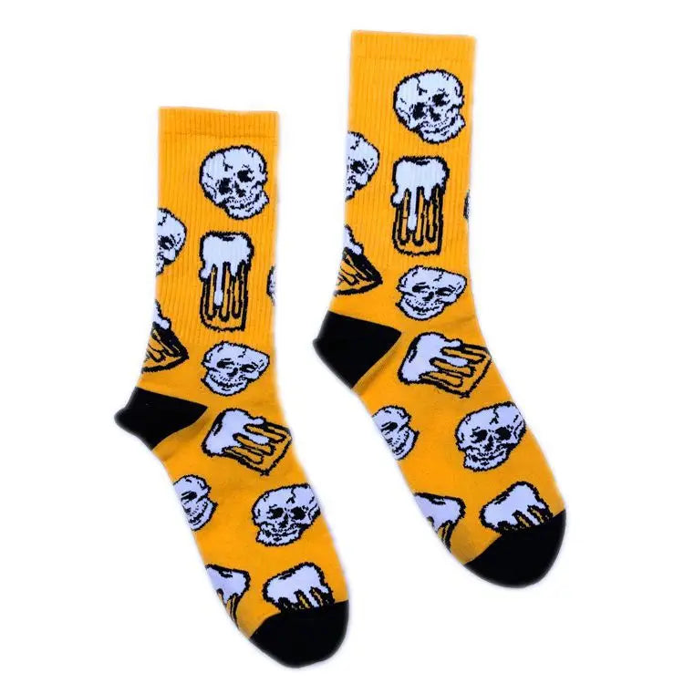 XIANGHUI Wholesale Cycling Socks Cool Art Design Knitting Cotton Crew Funny Fashion Funny Female Skull Autumn Socks
