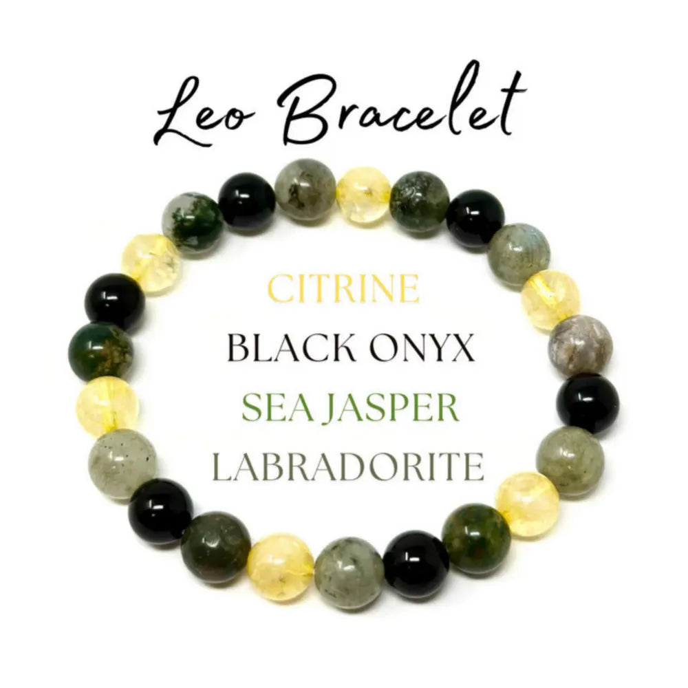 Healing Crystal Inspired Jewelry Natural Stone Charm Bracelet Lucky Friendship Leo Zodiac Bracelet Gift for Women Drop Shipping