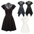 Gothic Black Dress Women Open Shoulder Half Sleeve Lace Dress for Party Club and Elegant Women Plus Size Dresses