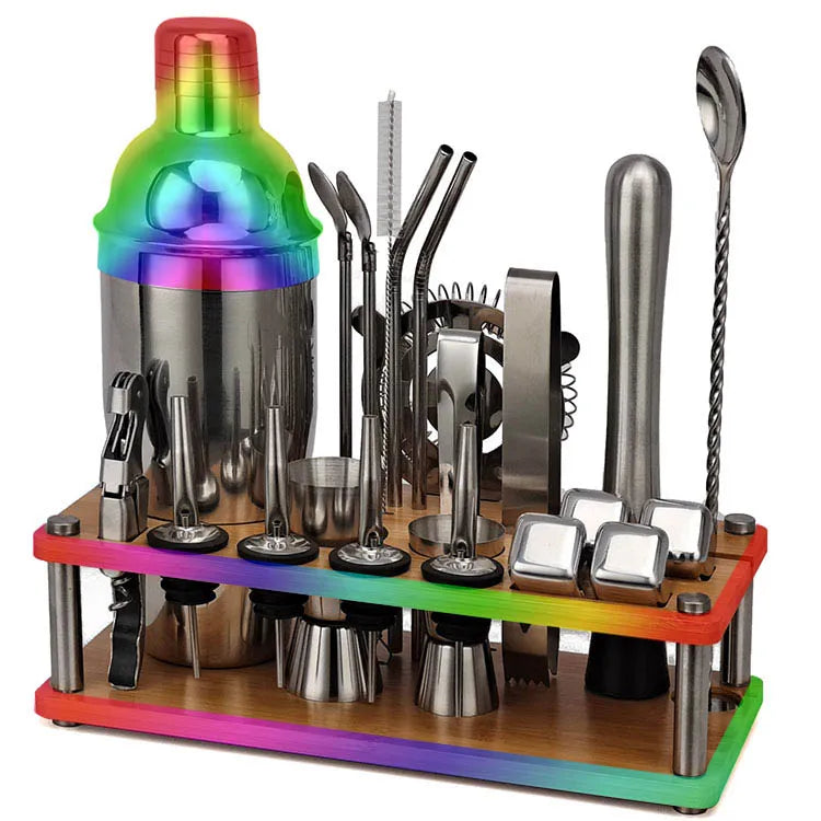 23PCS Stainless Steel Bar Tool Set Top Selling in America Includes Cocktail Shaker and Strainer Bartending Kit