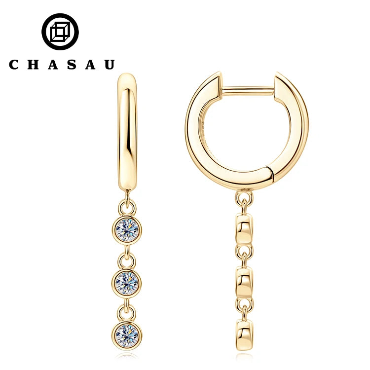 Passed Diamond test 2.5mm Moissanite 925 Sterling Silver Ladies Fashion Drop Tassel Earring for Women
