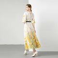 Bohemian Floral Chiffon Summer Dresses for Women Runway Lantern Sleeve Beach Holiday Long Robe Women Dress Clothing