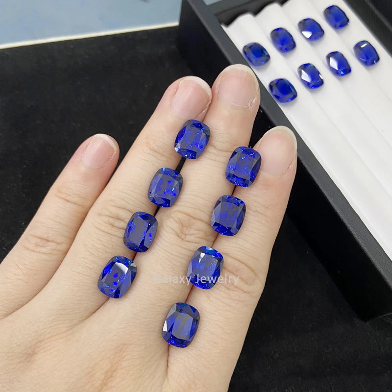 High Quality Cushion Cut Loose Lab Grown Sapphire Hydrothermal Synthetic Royal Blue Sapphire Stone for Jewelry Making