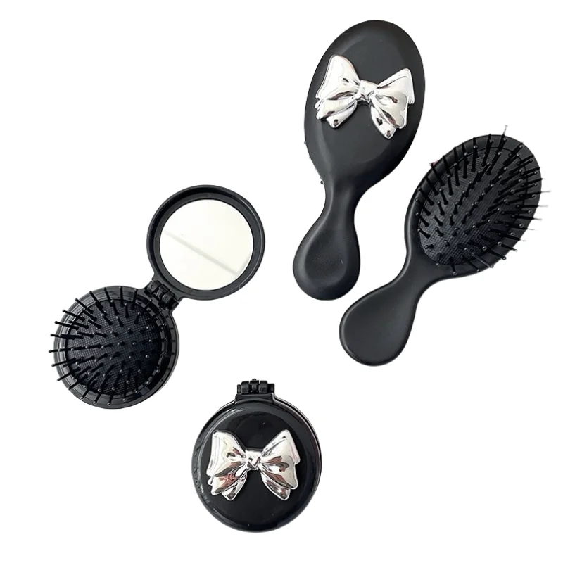 Mini Air Cushion Comb Stylish Girl's Durable Massage Comb Folding Hair Brush With Mirror