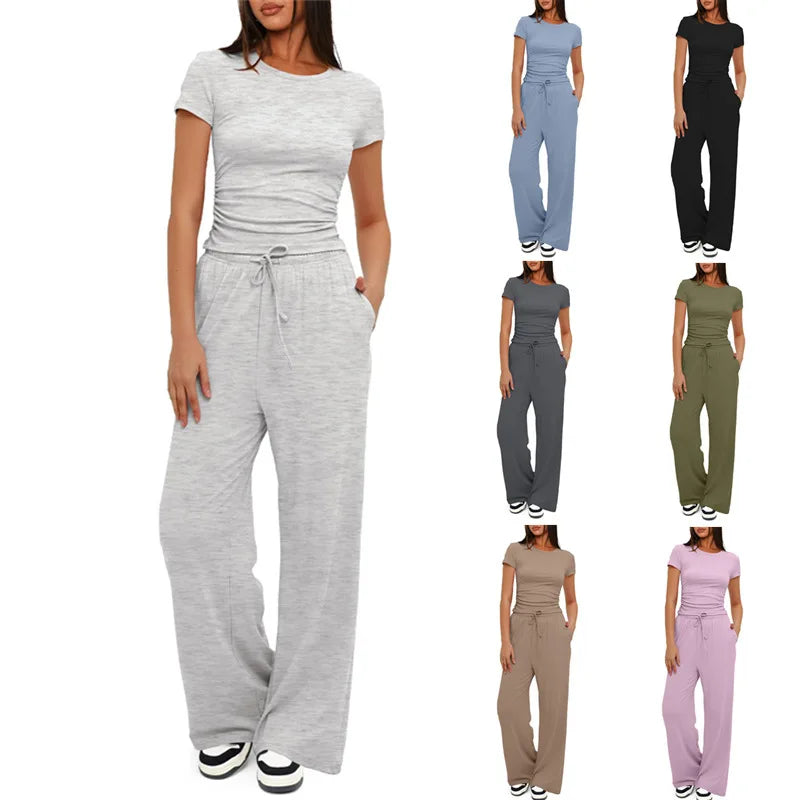 New Custom logo Sports Suit Cut Top Women's Casual Casual Wear 2-piece Set Women's Suit