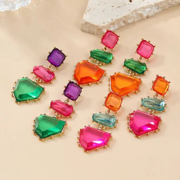 New Summer Bohemia Fashion Vintage Acrylic Resin Geometric Drop Earrings for Women Charms Pendant Jewelry Party Gifts