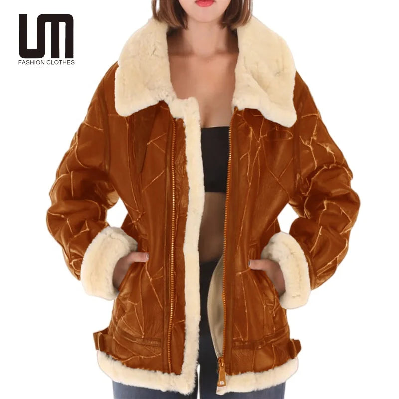 Liu Ming Cheap Wholesale Winter Fashion Women Thick Furry Lamb Wool Jacket Warm Outerwear Plus Size Coat