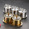 Stainless Steel Seasoning Condiment Dispenser Multifunctional  Spice Salt Sugar Container Pepper Jar Tool with Lid Spoon