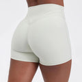 Wholesale Custom Tummy Control Workout Yoga Short 4" High Rise 3-Seams Back No Front Rise Seam Compression Women Biker Shorts