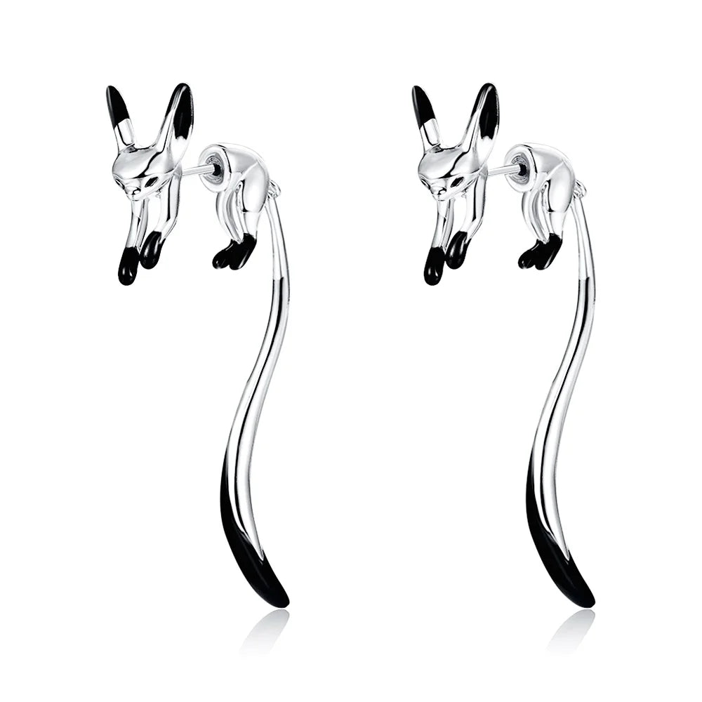 New Design Cut Animal fox Stud Earrings Silver and Rose Gold Colors Women Earring Jewelry
