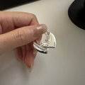 Korean Retro 925 Sterling Silver Tassel Chain Glossy Heart Chunky Heart Drop Earrings for Women Gifts