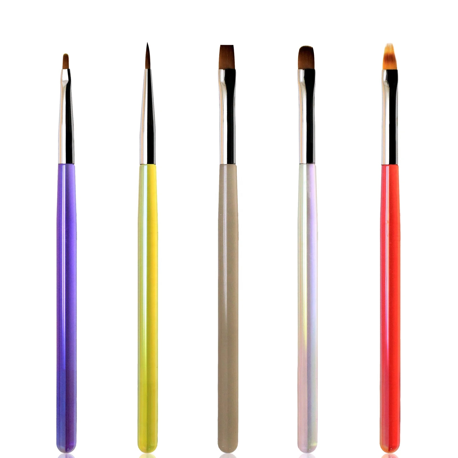 Nail Brush Manufacturer Colorful Handle Small Oval Gel Flat Oval Ombre 3D Nail Brush Nails Design Pro Set Brush