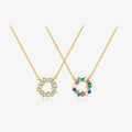 FUAMAY Fine 2025 Rainbow Crystal Clear CZ Zirconia Necklaces Gold Plated Long Letter O Silver Colour Multistone Necklace