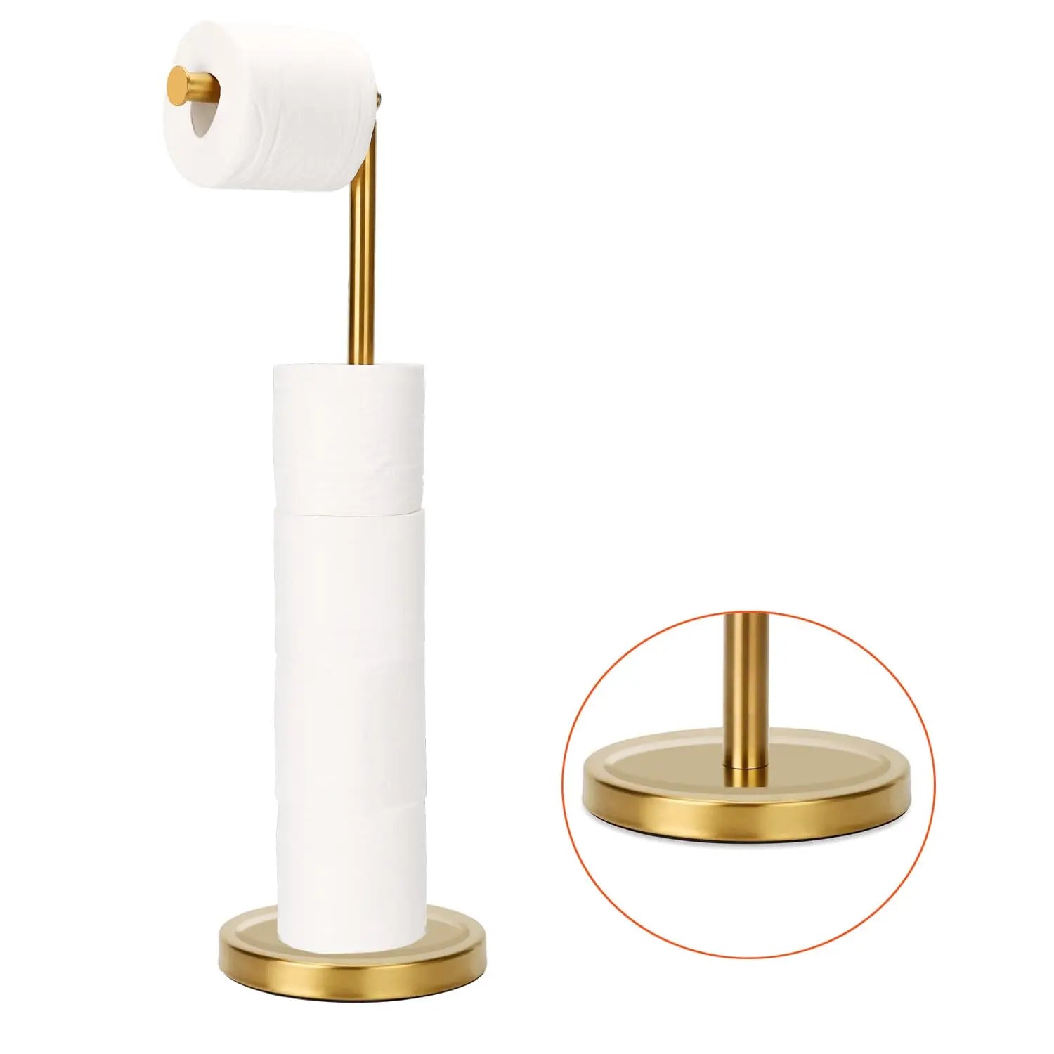 Stylish Paper Towel Holder Free Standing Toilet Paper Holder Sturdy Base Tissue Roll Holder Floor Stand Storage for Bathroom