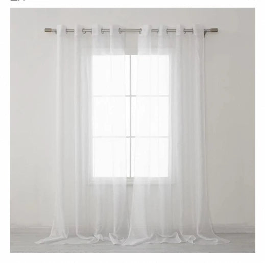 Wholesale White Striped Shiny Tulle Sheer Curtains for Living Room Window Decor Home Valances